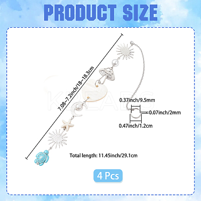 4Pcs Synthetic Turquoise Starfish Turtle Beads Hanging Suncatchers HJEW-CN0001-39-1