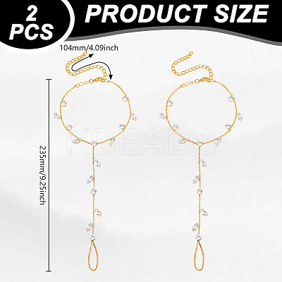 2Pcs Alloy Curb Chains Anklets AJEW-GA0007-85G-1