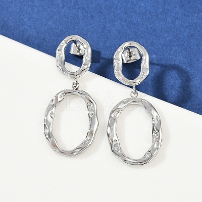 304 Stainless Steel Oval Dangle Stud Earrings EJEW-I319-02P-1