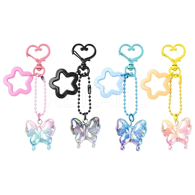Acrylic Butterfly Pendant Decoration HJEW-YW00058-01-1