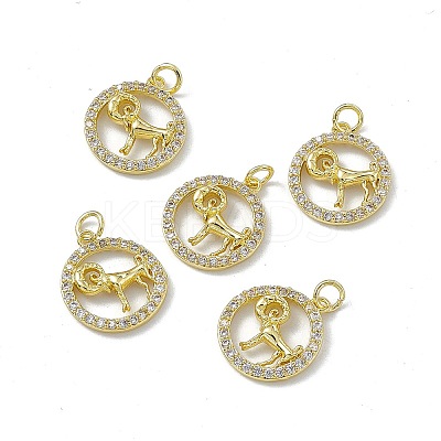 Real 18K Gold Plated Brass Micro Pave Clear Cubic Zirconia Pendants KK-E068-VB409-1-1