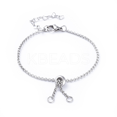 Tarnish Resistant 304 Stainless Steel Rolo Chain Slider Bracelet/Bolo Bracelets Making AJEW-JB00492-1