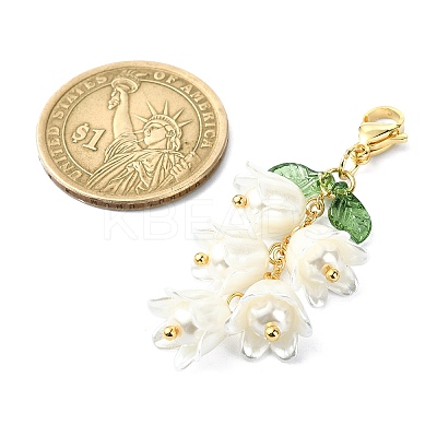 Flower ABS Plastic Imitation Pearl Pendant Decorations HJEW-TA00111-1