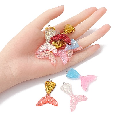 10Pcs 5 Colors Gradient Color Resin Pendants CRES-YW0001-21-1