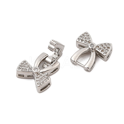 Brass Micro Pave Clear Cubic Zirconia Fold Over Clasps KK-C075-04P-1