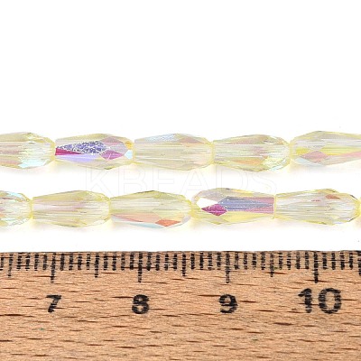 AB Color Plated Transparent Glass Teardrop Beads Strands EGLA-T029-08D-1