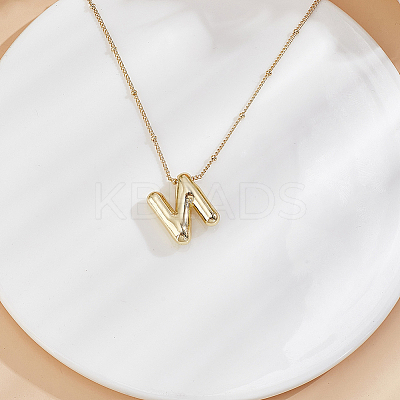 1pc Brass Chain with Alloy Letter Pendants Necklaces NJEW-LP0001-41N-G-1