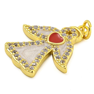 Brass Enamel Pendants with Jump Rings and Cubic Zirconia KK-D534-07G-1