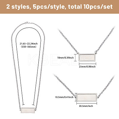 10Pcs 2 Styles 304 Stainless Steel Rolo Chain Necklaces Making NJEW-CA00001-1