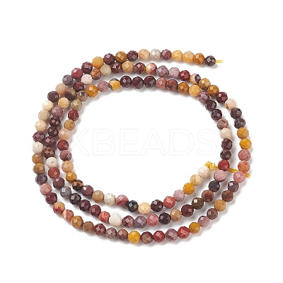 Natural Mookaite Faceted Round Beads Strands X-G-A129-3mm-19-1-1