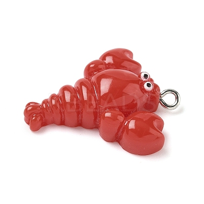 Opaque Resin Lobster Cray Pendants X-RESI-K023-04-1