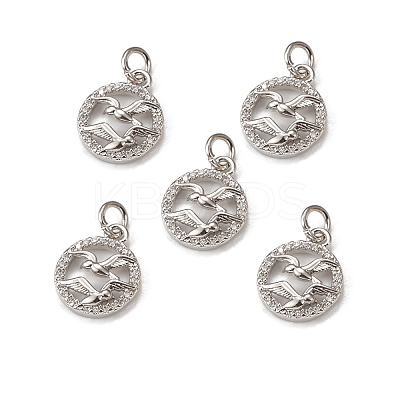 Brass Micro Pave Cubic Zirconia Bird Charms KK-E068-VB013-1