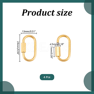4Pcs 304 Stainless Steel Screw Carabiner Lock Charms FIND-UN0003-50-1