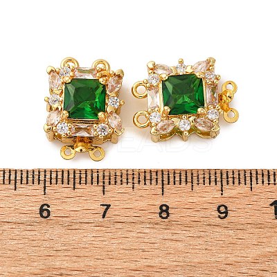 Rack Plating Square Brass Micro Pave Cubic Zirconia Box Clasps KK-F876-13G-1-1