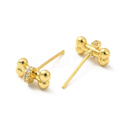 Cubic Zirconia Bone Shape Stud Earrings EJEW-F281-31G-1