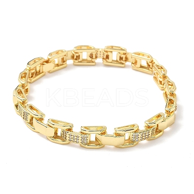 Clear Cubic Zirconia Rectangle Link Chains Bracelet BJEW-G773-03G-1