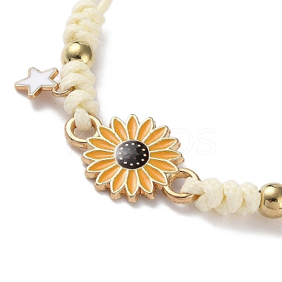 Sunflower Alloy Enamel Charms Braided Bracelets LS-BJEW-A016-01A-1
