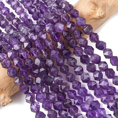 Faceted Natural Amethyst Beads Strands G-K066-09-6mm-1