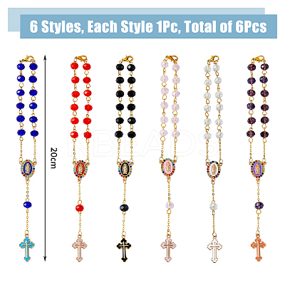 Cross Alloy Enamel Pendant Decorations HJEW-AB00656-1