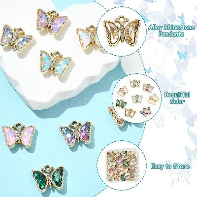 32Pcs 8 Colors Alloy Rhinestone Pendants FIND-CJ0005-13-1
