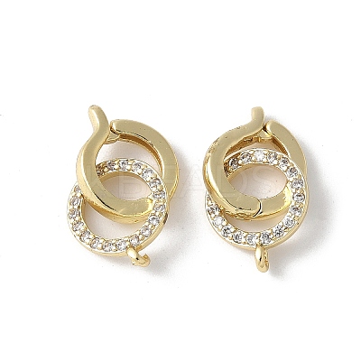 Brass Micro Pave Clear Cubic Zirconia Fold Over Clasps KK-D324-04G-1