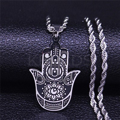 304 Stainless Steel Enamel Necklaces NJEW-Q338-02P-1