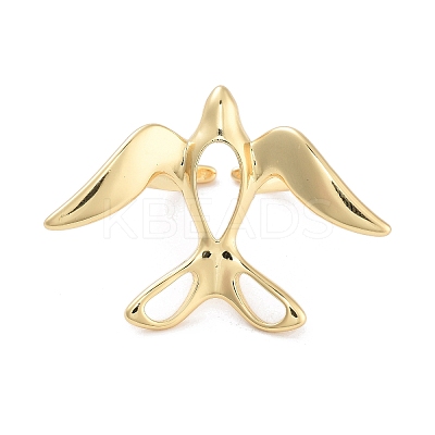 Brass Bird Open Cuff Ring for Women RJEW-C102-05G-1