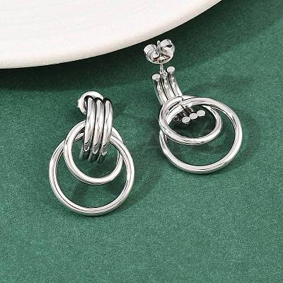 304 Stainless Steel Twist Ring Stud Earrings EJEW-P324-06P-1