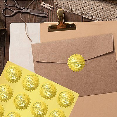 34 Sheets Self Adhesive Gold Foil Embossed Stickers DIY-WH0509-045-1