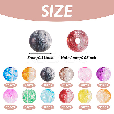 Two Tone Transparent Crackle Acrylic Beads CACR-TA0001-01-1