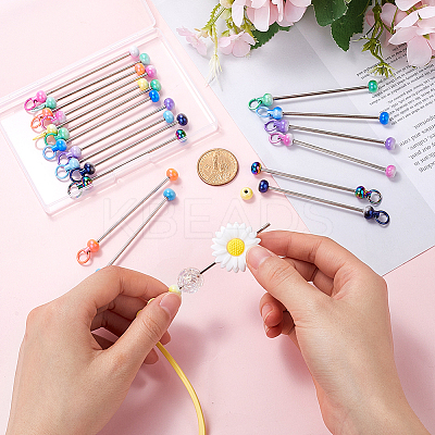 22Pcs 11 Colors Iron Bar Beadable Keychain for Jewelry Making DIY Crafts IFIN-SC0001-59-1