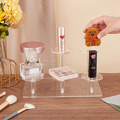 2-Tier Round Transparent Acrylic Toys Action Figures Display Riser Stands ODIS-WH0030-24A-1