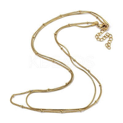 304 Stainless Steel Double-Layer Necklace LS-NJEW-Q321-01G-1