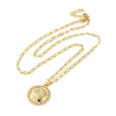 Brass Micro Pave Clear Cubic Zirconia Pendant Necklaces for Women LS-NJEW-S429-03G-01-1