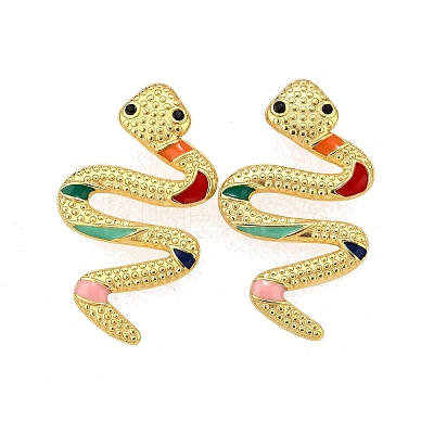 304 Stainless Steel Enamel Stud Earrings LS-EJEW-Z116-02G-1