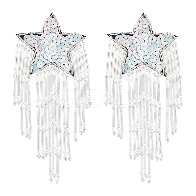 Glass Beaded Tassel Sew on Star Patches PATC-FG0001-73-1
