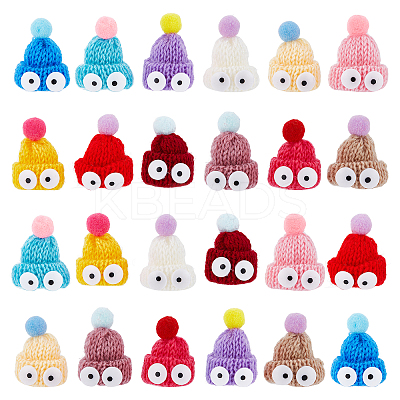 40Pcs Christmas Theme Handmade Wool Woven Hat Decoration WOVE-SC0001-05-1