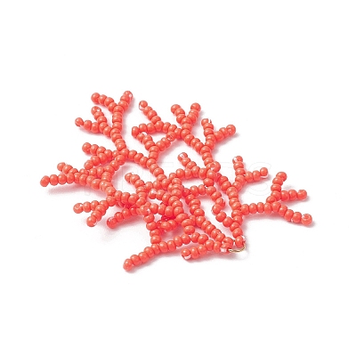 2Pcs 2 Colors Handmade Glass Seed Beaded Coral Pendants PALLOY-MZ00765-1