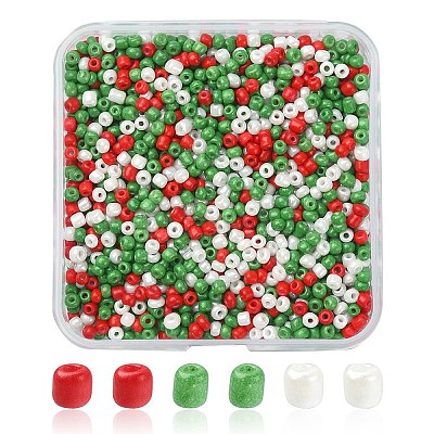 55.5G 3 Colors Baking Paint Glass Seed Beads SEED-YW0002-27-1