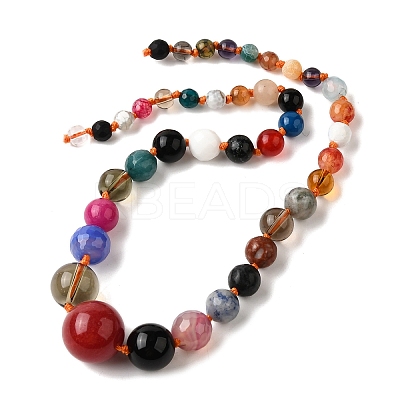 Natural Mixed Stone & Glass Round Beads Strands G-C188-01-1