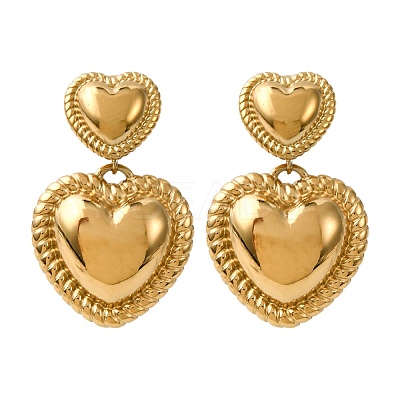 304 Stainless Steel Dangle Stud Earrings EJEW-K315-03B-G-1