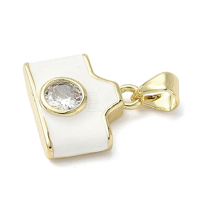 Brass Micro Pave Cubic Zirconia Enamel Camera Charms KK-L248-16G-1