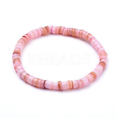 Natural Shell Stretch Beaded Bracelets BJEW-JB05183-1