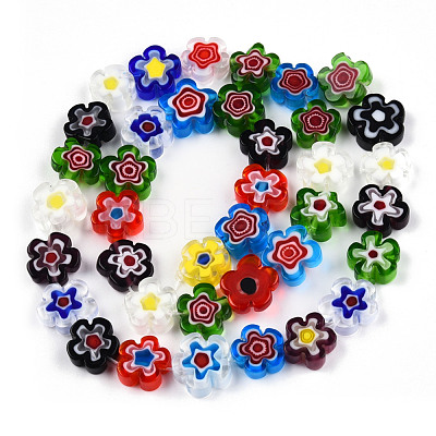 Handmade Millefiori Glass Bead Strands LAMP-N029-017D-08-1