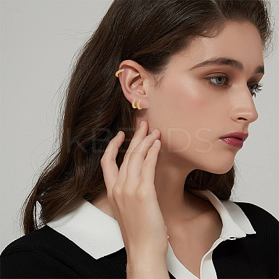 12Pcs 6 Styles Brass Micro Pave Clear Cubic Zirconia Hoop Earrings EJEW-AN0004-59-1