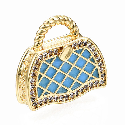 Brass Micro Pave Cubic Zirconia Enamel Pendants ZIRC-Q200-021A-NF-1