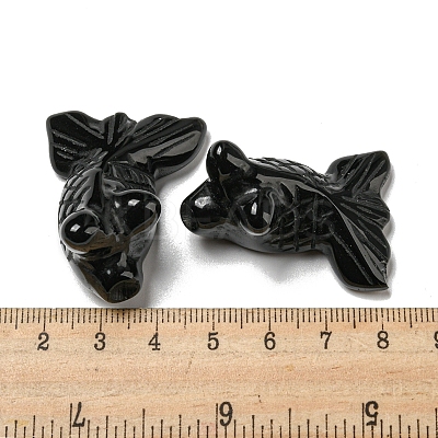 Natural Obsidian Carved Healing Goldfish Figurines DJEW-D012-08K-1