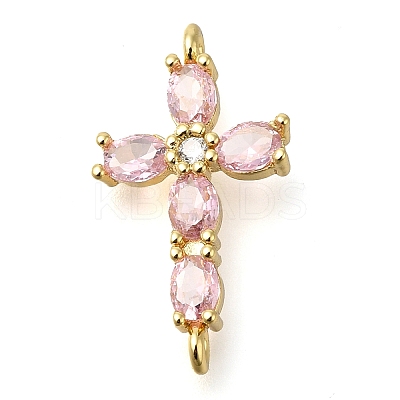Brass Pave Cubic Zirconia Connector Charms KK-M101-03A-G02-1