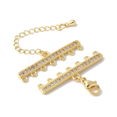 Brass Clear Cubic Zirconia Chain Extender KK-F893-10G-1