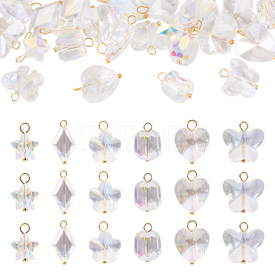30Pcs 6 Styles Glass Pendants PALLOY-TAC0200-1